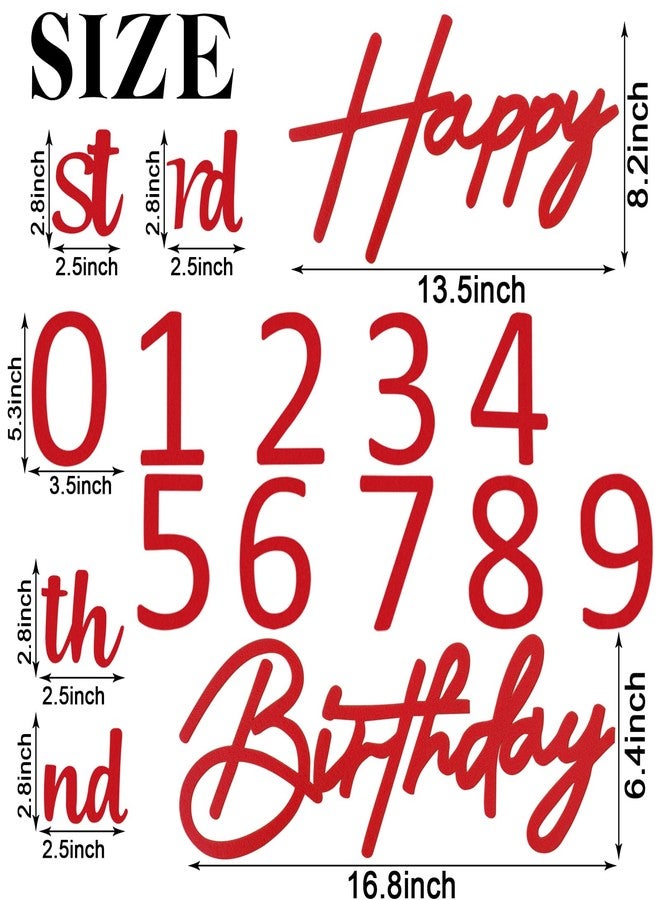 MASTRON Happy Birthday with 0-9 Numbers Sign for Backdrop - Red Felt Custom Age 'Happy Birthday' Decal for Balloon Arch 1st 16th 21st 30th 40th 50th 60th Party Decorations Baby Shower - Image 2
